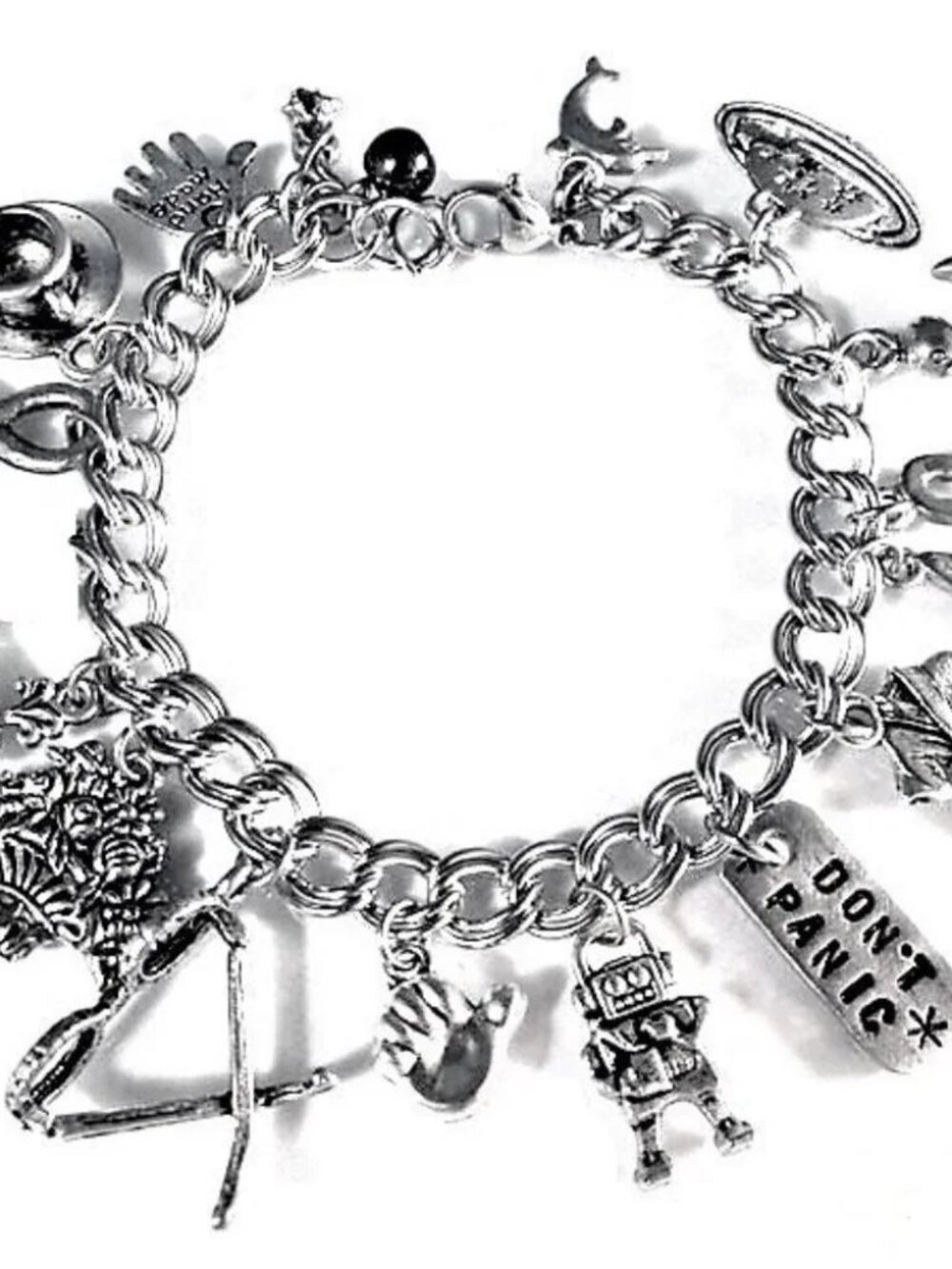 Hitchhikers Guide To The Galaxy Charm Bracelet Space Travel Universe Stars 42